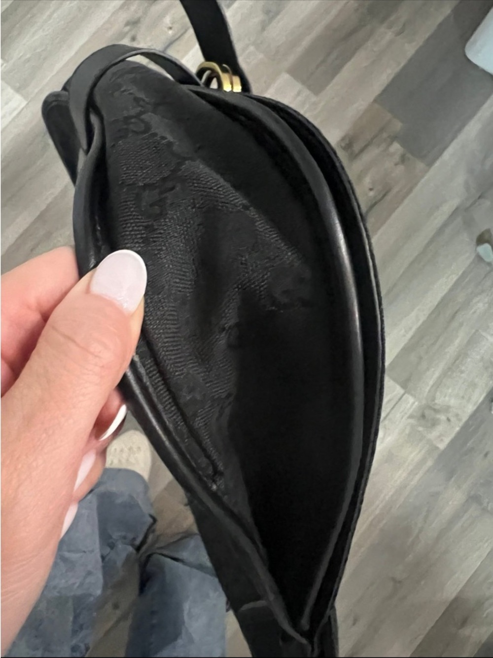 Gucci Black GG Monogram Shoulder Bag with Gold Hardware - Picture 7 of 11